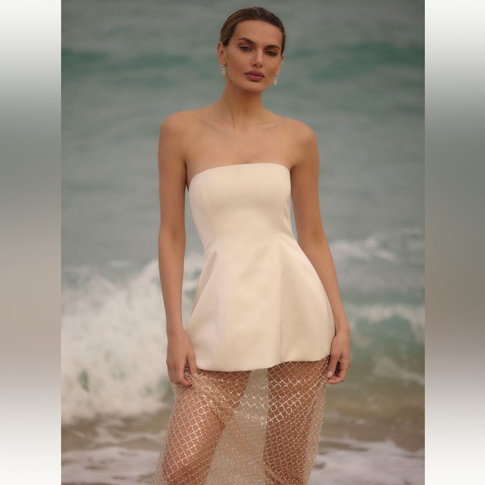 Delfi collective gemma strapless netted gown